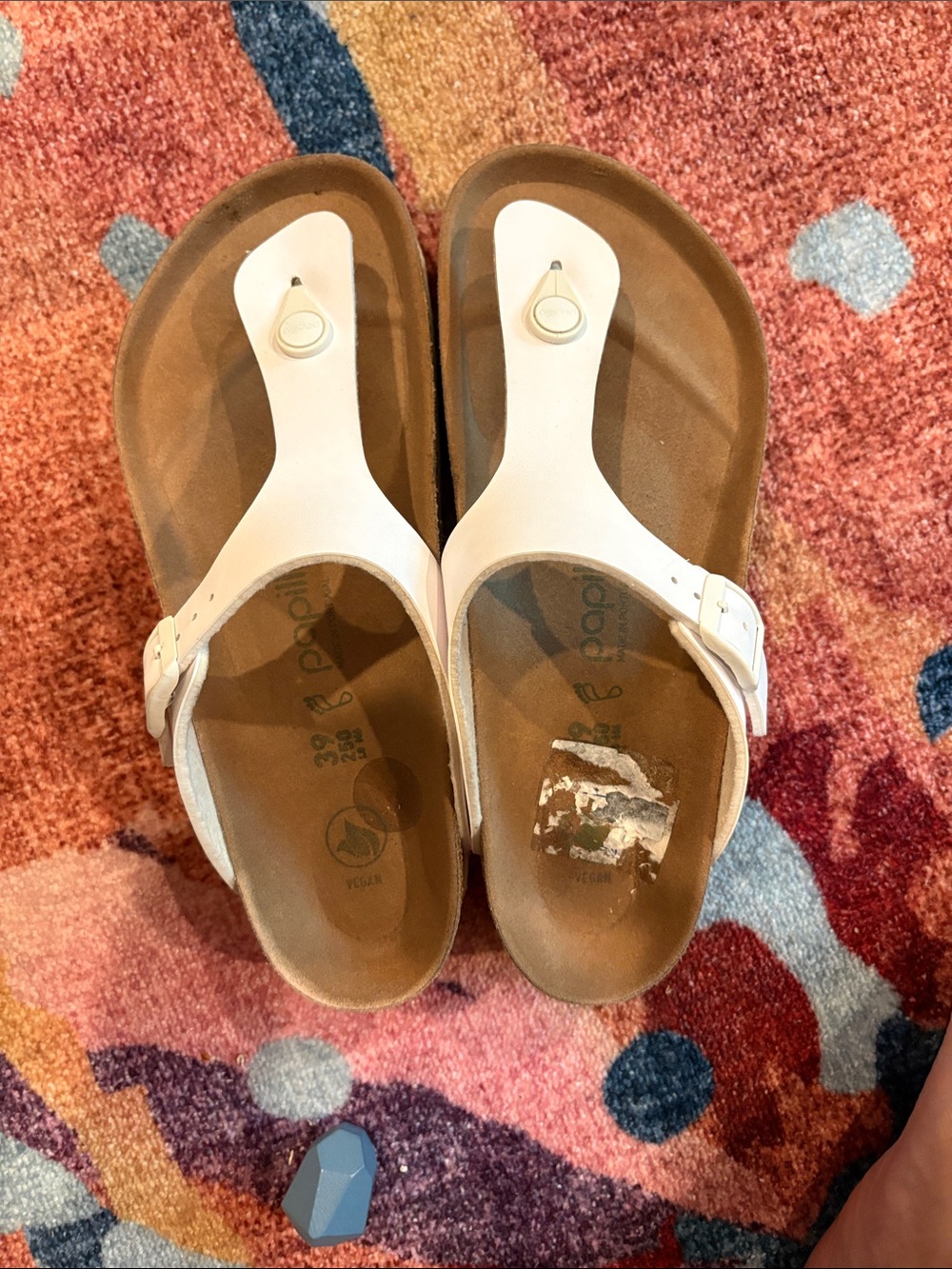Birkenstock White Leather Thong Sandals with Buckle